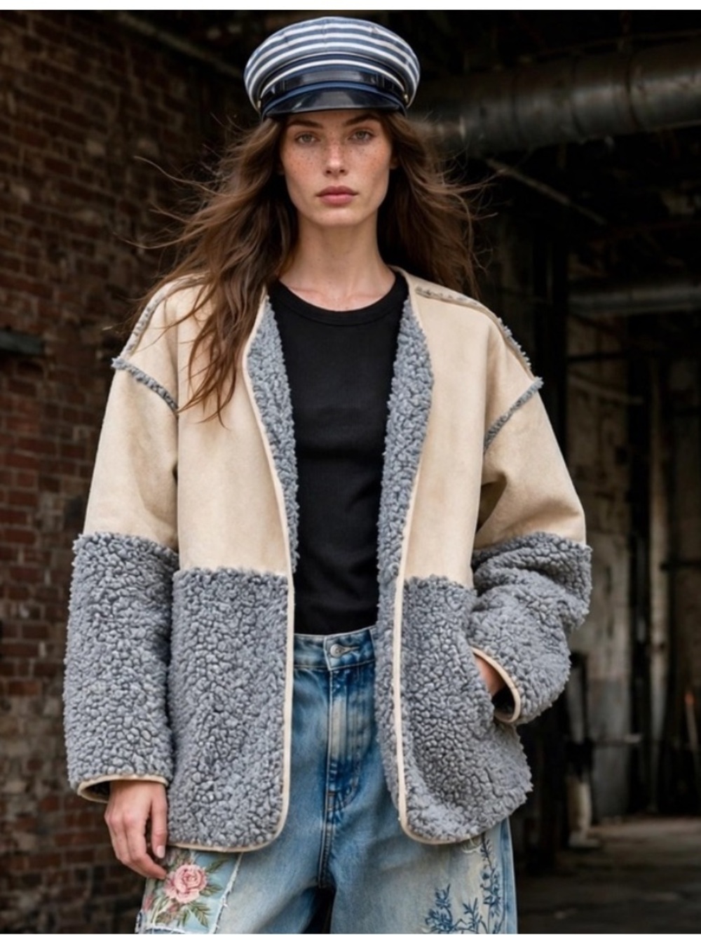 Lucky Brand NWOT faux suede and sherpa jacket